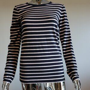Blue and White Striped Long Sleeved Thick T-Shirt